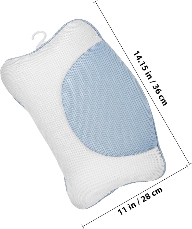 Wakauto 3D Mesh Bath Pillow with 4 Suction Cups Non Slip Washable Tub Neck Headrest - Image 2